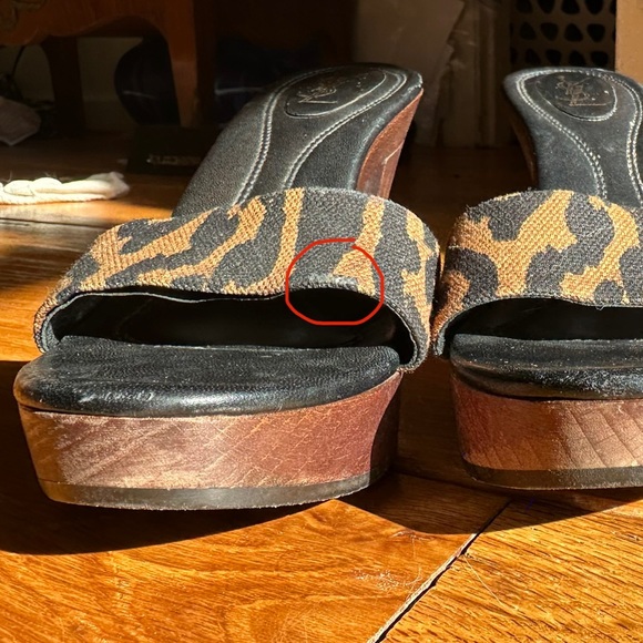 Yves Saint Laurent heels, gorgeous wood, leopard print, GUC - Picture 5 of 5